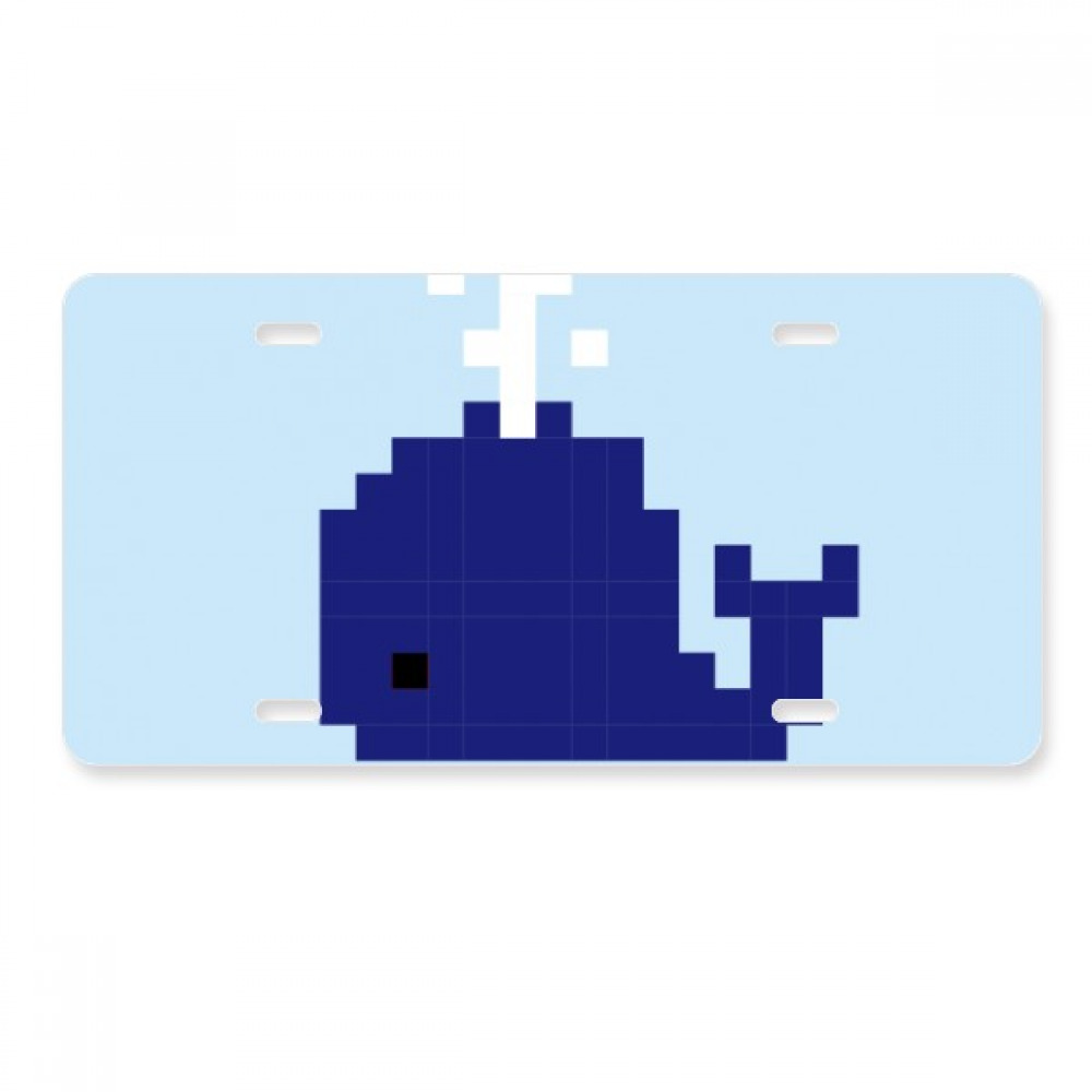 Summer Sail Blue Whale Pixel License Plate Decoration Stainless Automobile Steel Tag